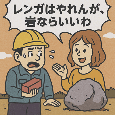 レンガはやれんが、岩ならいいわ