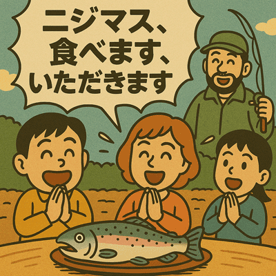 ニジマス、食べます、いただきます