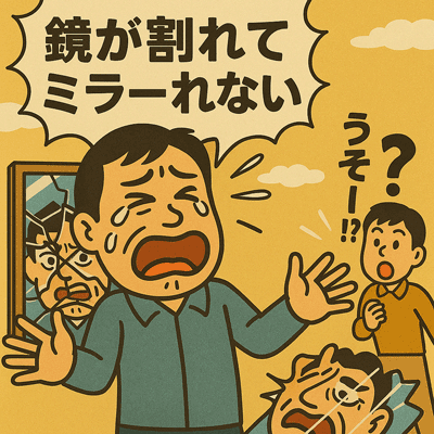 鏡が割れてミラーれない