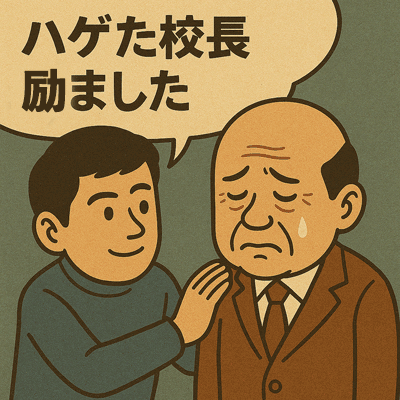 ハゲた校長励ました