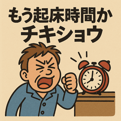 もう起床時間か、チキショウ