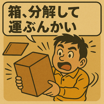 箱、分解して運ぶんかい