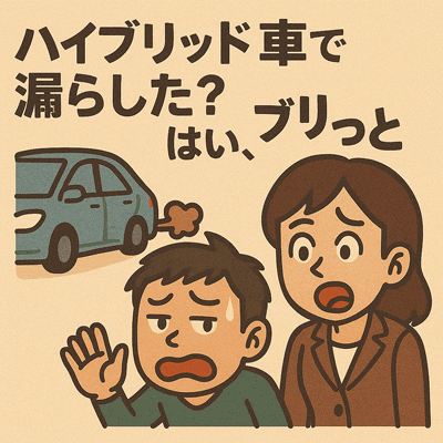 ハイブリッド車で漏らした？はい、ブリっと。