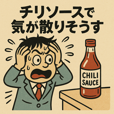 チリソースで気が散りそうす