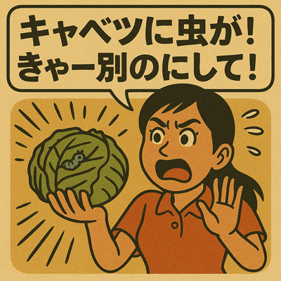 キャベツに虫が！きゃー別のにして！