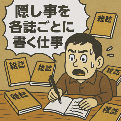 隠し事を各誌ごとに書く仕事