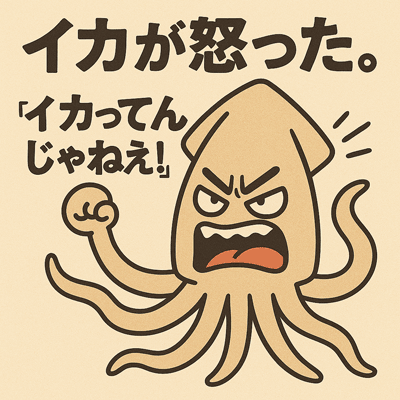 イカが怒った。「イカってんじゃねぇよ！