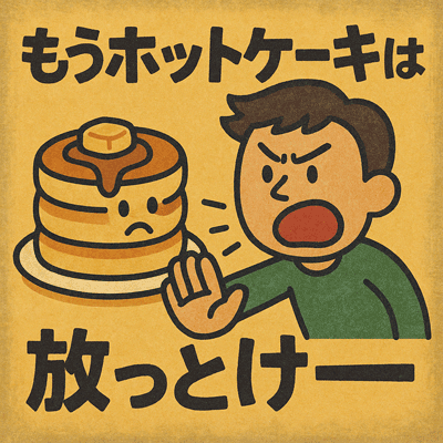 もうホットケーキは放っとけー