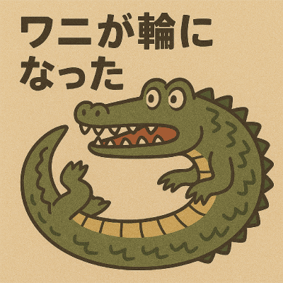 ワニが輪になった