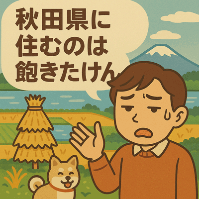 秋田県に住むのは飽きたけん