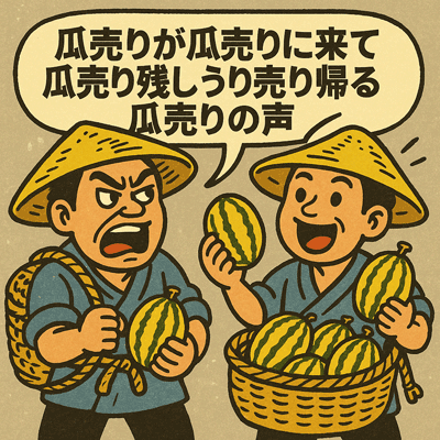 瓜売りが瓜売りに来て瓜売り残し うり売り帰る瓜売りの声20