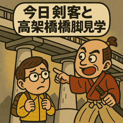 今日 剣客と高架橋橋脚見学29