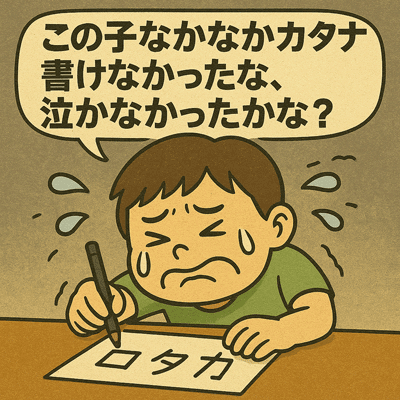 この子なかなかカタカナ書けなかったな、泣かなかったかな？65