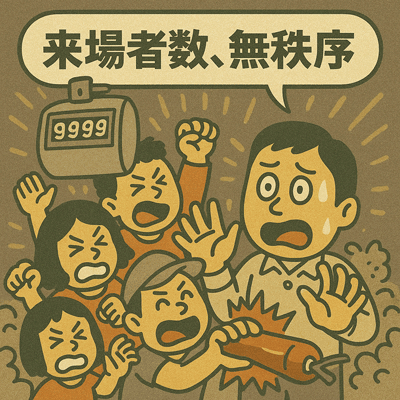 来場者数、無秩序97
