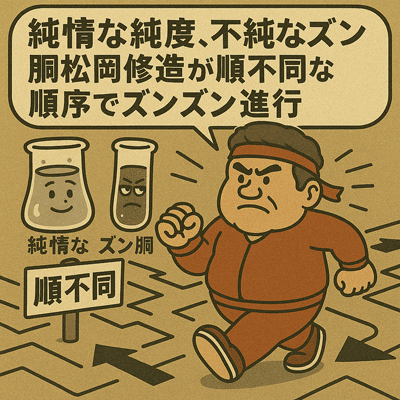 純情な純度、不純なズン胴松岡修造が順不同な順序でズンズン進行98