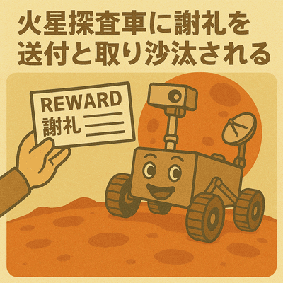 火星探査車に謝礼を送付と取り沙汰される99
